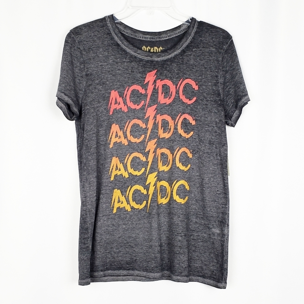 Lucky Brand Charcoal AC/DC Graphic Tee with Pink to Yellow Fade